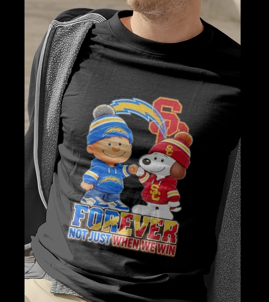Charlie Brown Snoopy Los Angeles Chargers USC Trojans Forever Not Just When We Win T-Shirt
