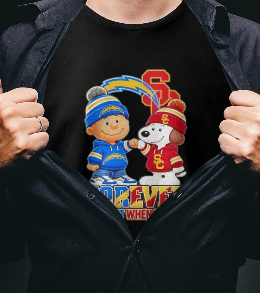Charlie Brown Snoopy Los Angeles Chargers USC Trojans Forever Not Just When We Win T-Shirt