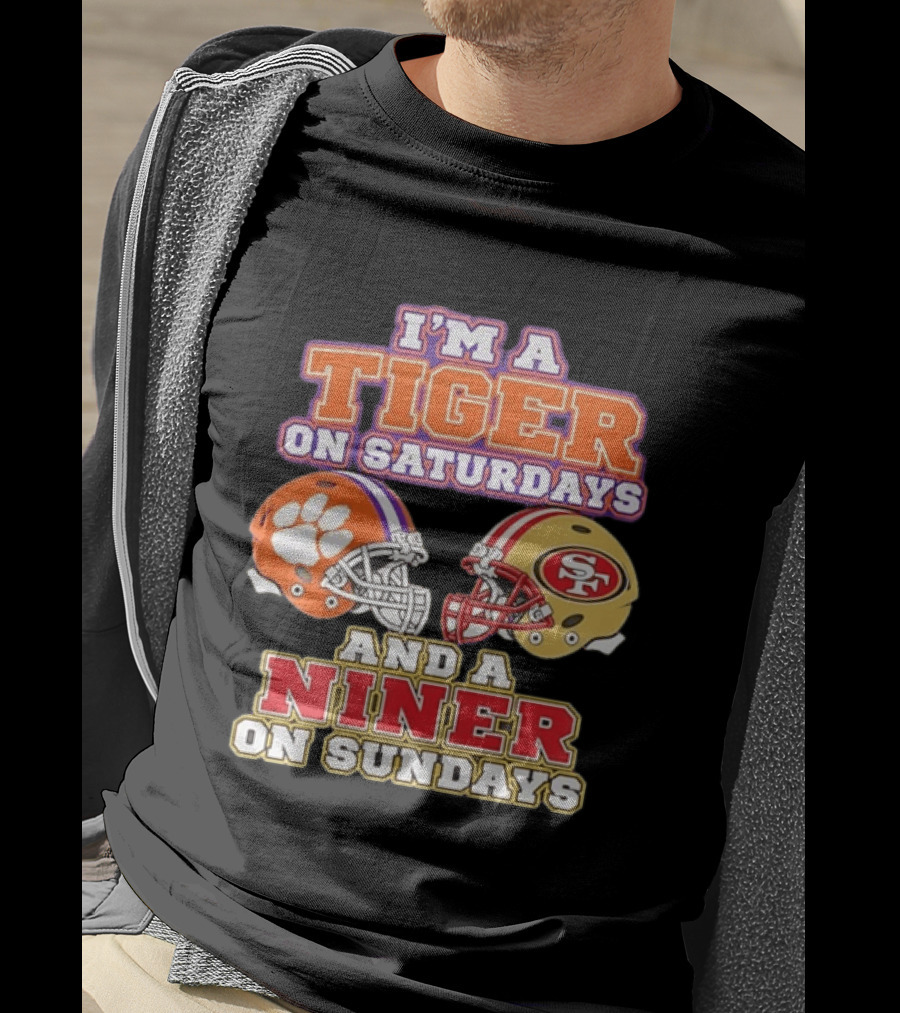 Clemson Tigers On Saturdays Niner On Sundays Football Collaboration T-Shirt