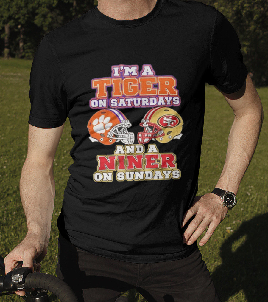 Clemson Tigers On Saturdays Niner On Sundays Football Collaboration T-Shirt