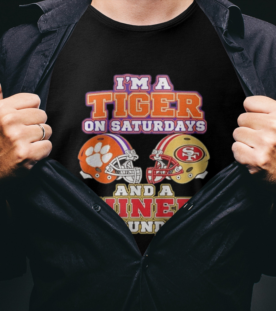 Clemson Tigers On Saturdays Niner On Sundays Football Collaboration T-Shirt