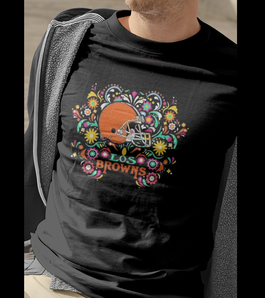 Cleveland Browns Dia De Los Muertos Los Browns Floral 2026 T-Shirt