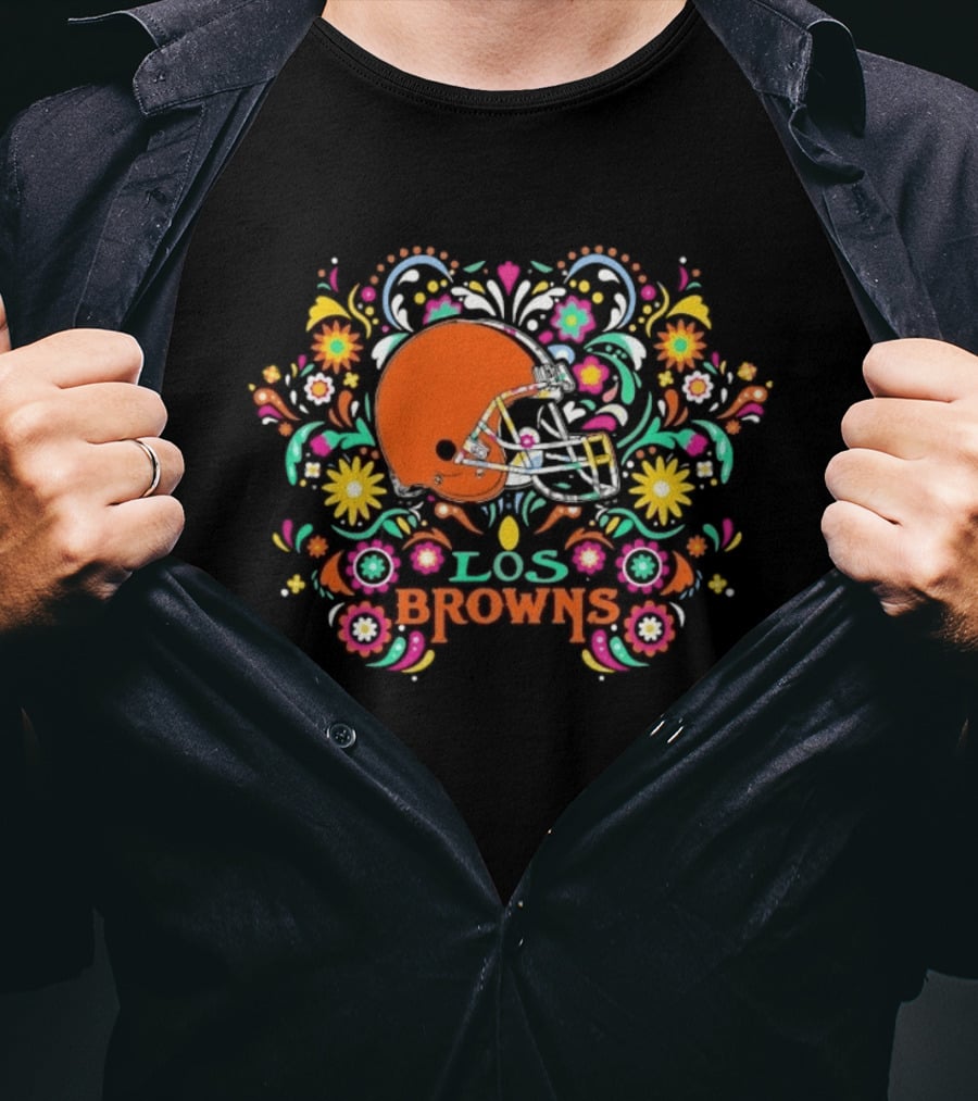 Cleveland Browns Dia De Los Muertos Los Browns Floral 2026 T-Shirt