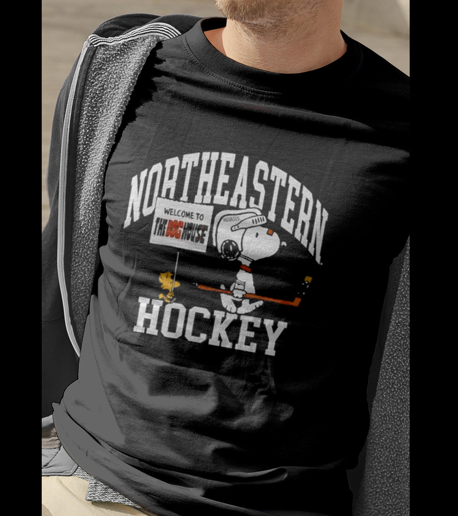 Northeastern Huskies Snoopy Welcome To The Dog House Hockey T-Shirt