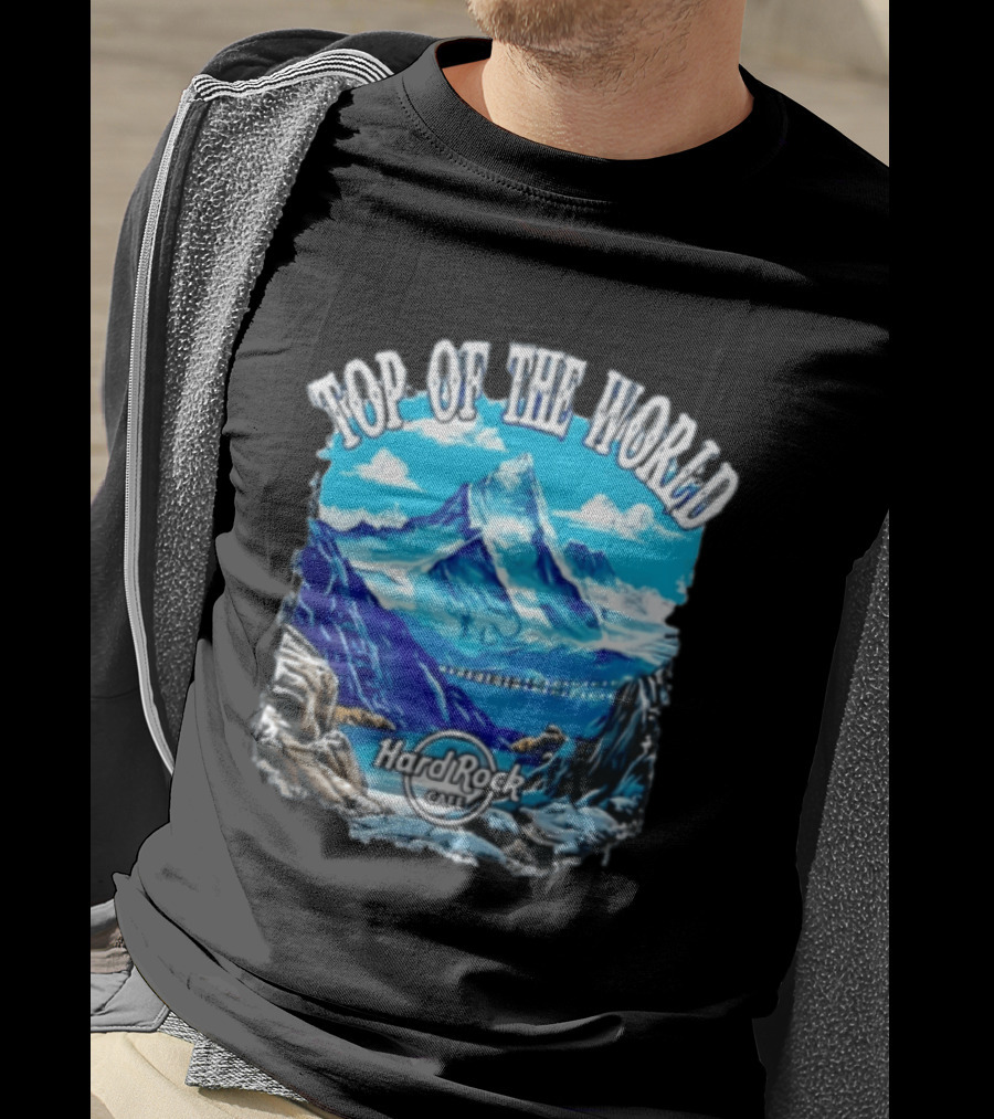 Top Of The World Hard Rock Cafe Snowy Mountain Peak Blue Sky T-Shirt