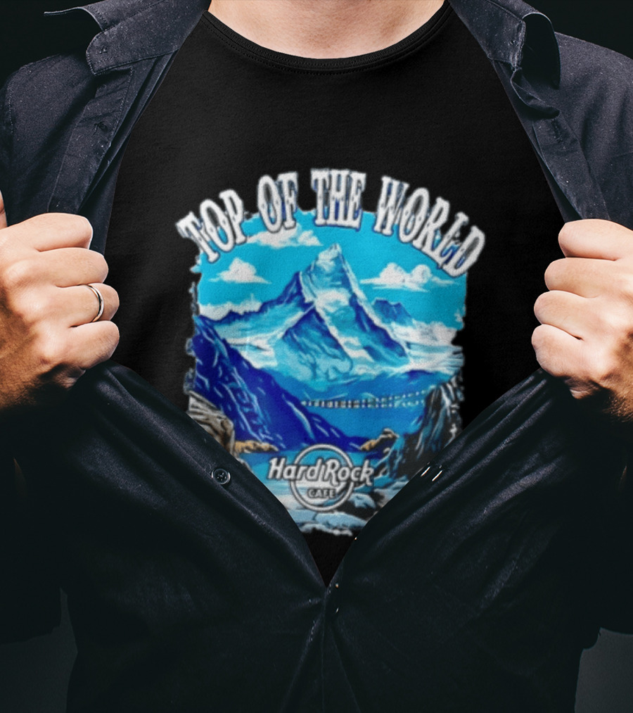 Top Of The World Hard Rock Cafe Snowy Mountain Peak Blue Sky T-Shirt