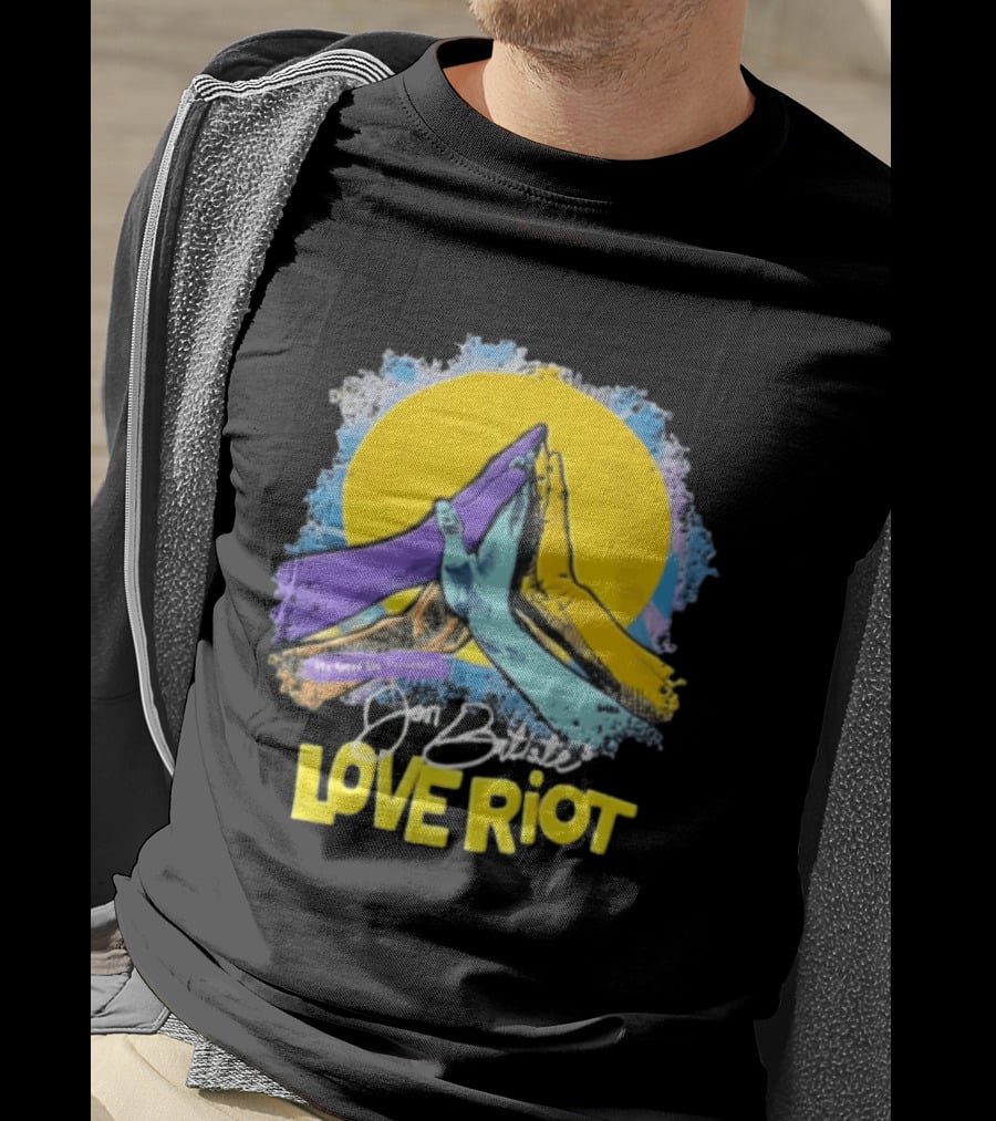 Jon Batiste He Gets Us Presents Love Riot Three Hands High Five Yellow Sun T-Shirt