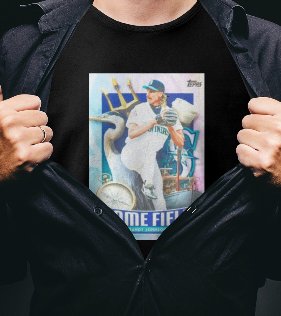Randy Johnson Seattle Mariners Topps Home Field Baseball Card Mariners T-Shirt