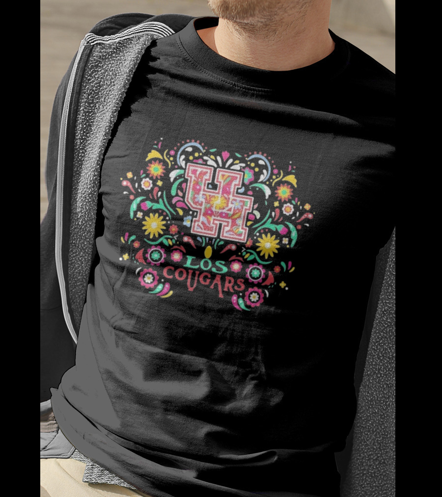 Houston Cougars Dia De Los Muertos Floral 2026 NCAA Los Cougars T-Shirt
