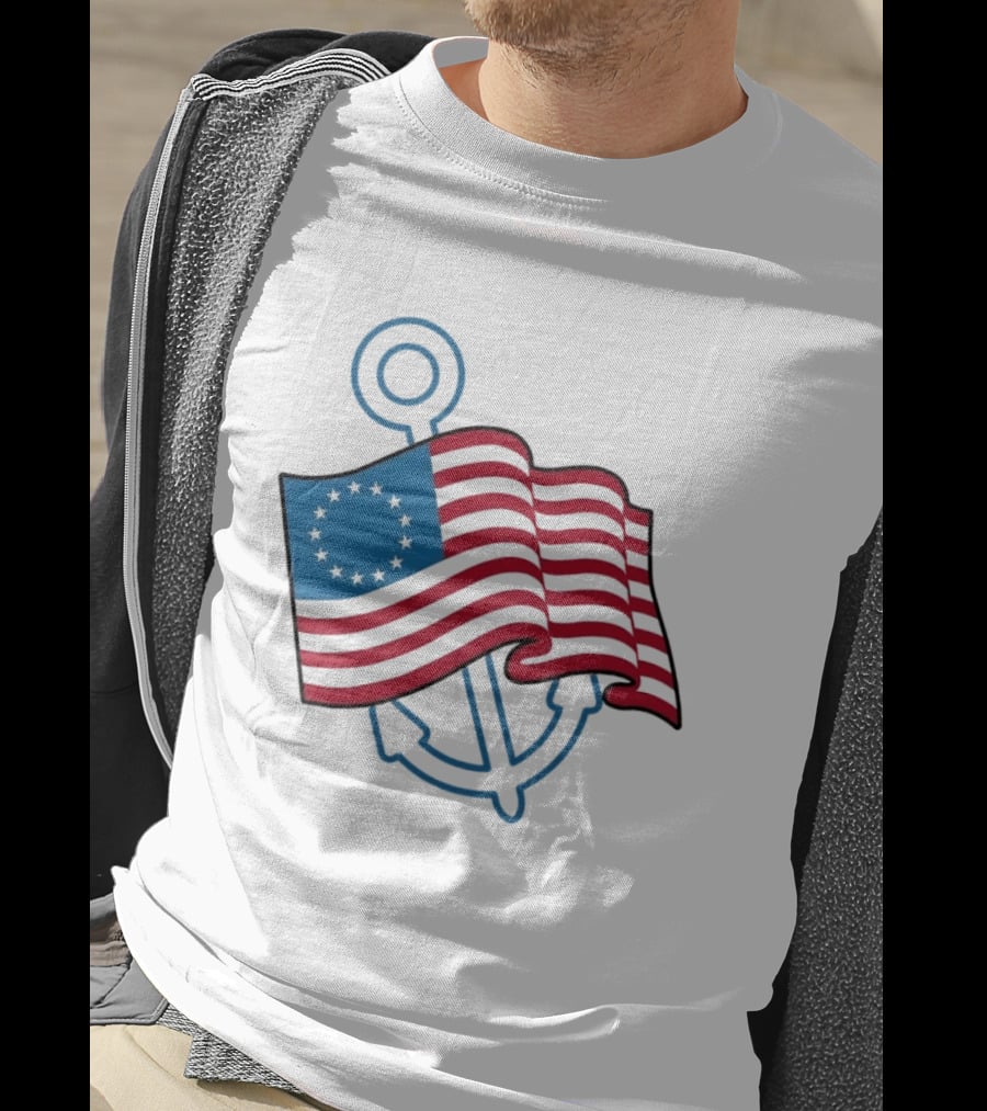 Betsy Ross Flag Nautical Anchor Patriotic T-Shirt