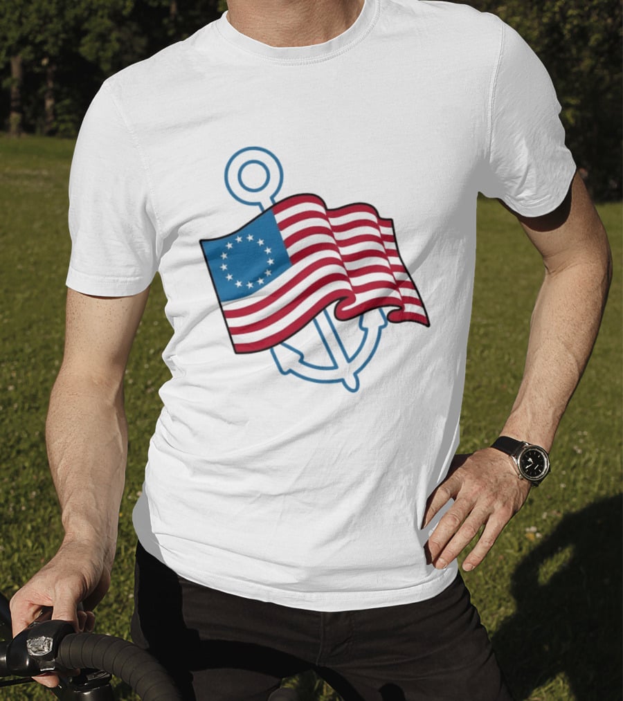 Betsy Ross Flag Nautical Anchor Patriotic T-Shirt