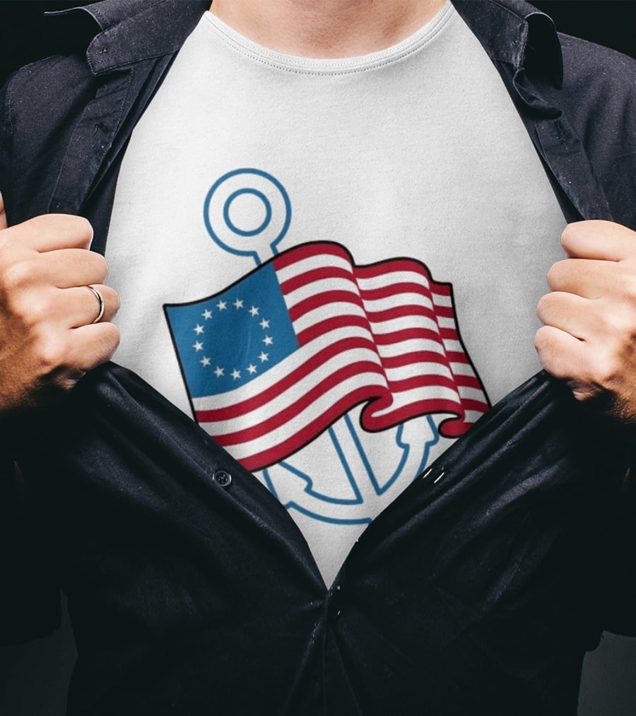 Betsy Ross Flag Nautical Anchor Patriotic T-Shirt
