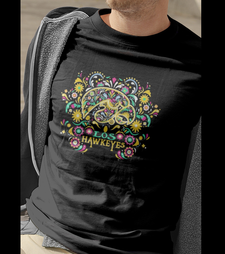 Iowa Hawkeyes Los Hawkeyes Dia De Los Muertos Floral NCAA 2026 T-Shirt