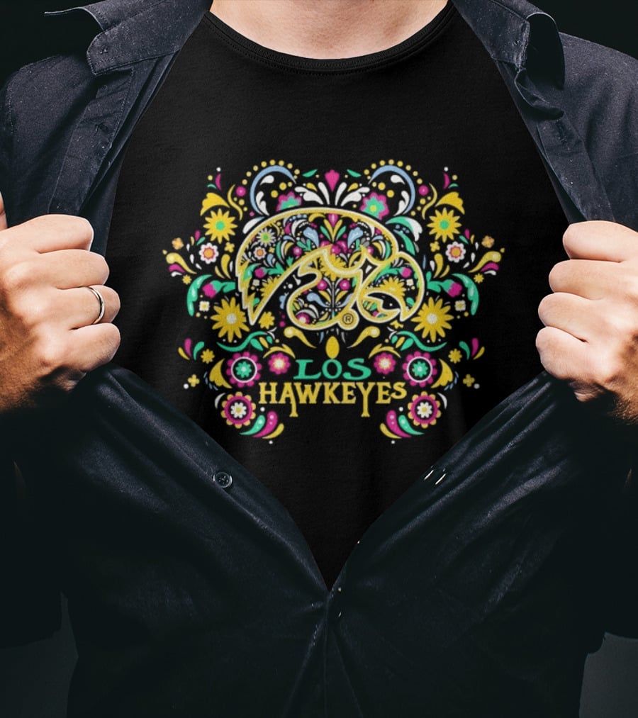 Iowa Hawkeyes Los Hawkeyes Dia De Los Muertos Floral NCAA 2026 T-Shirt