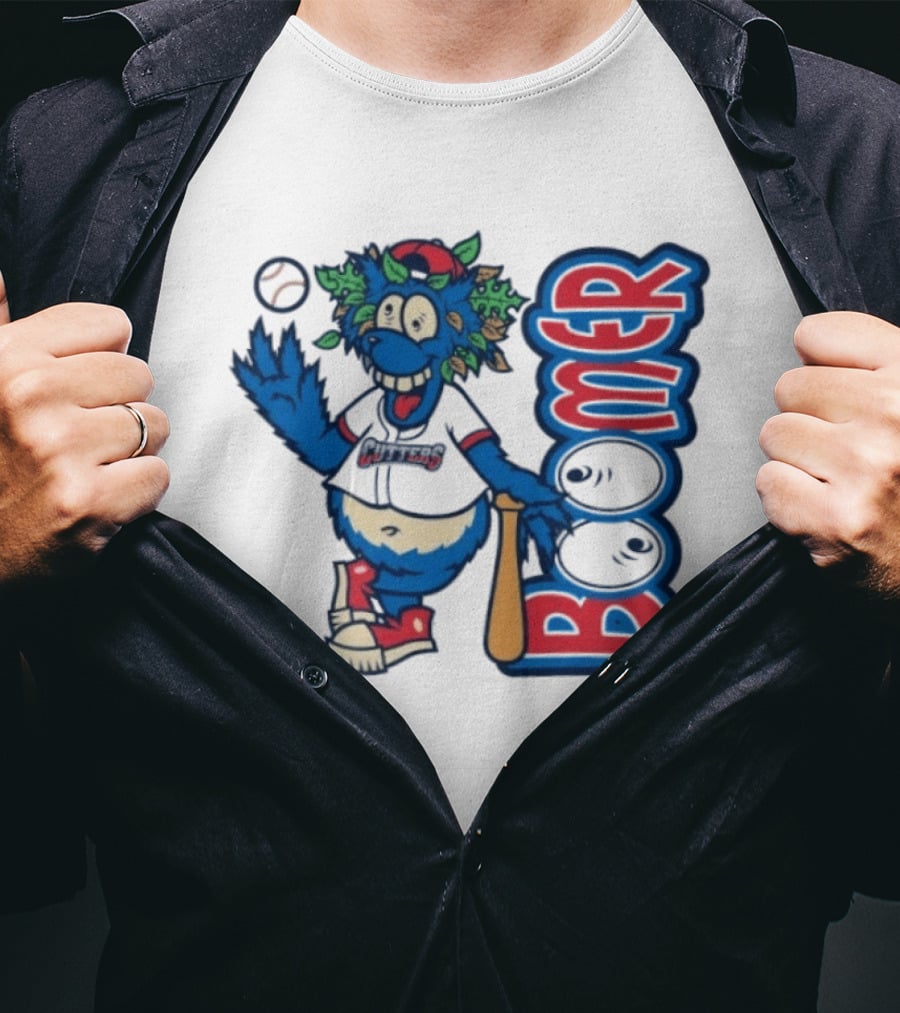 Boomer The Cutters Baseball Mascot With Bat And Ball T-Shirt