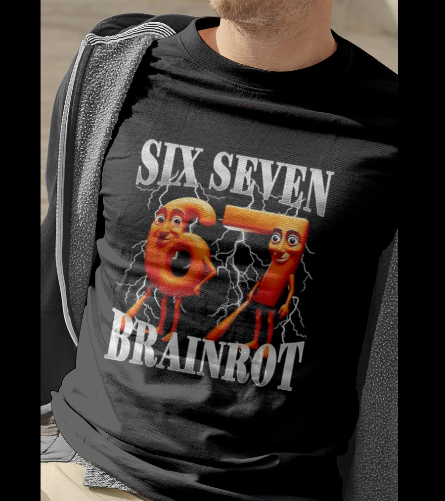 SIX SEVEN 67 BRAINROT Internet Meme Lightning T-Shirt