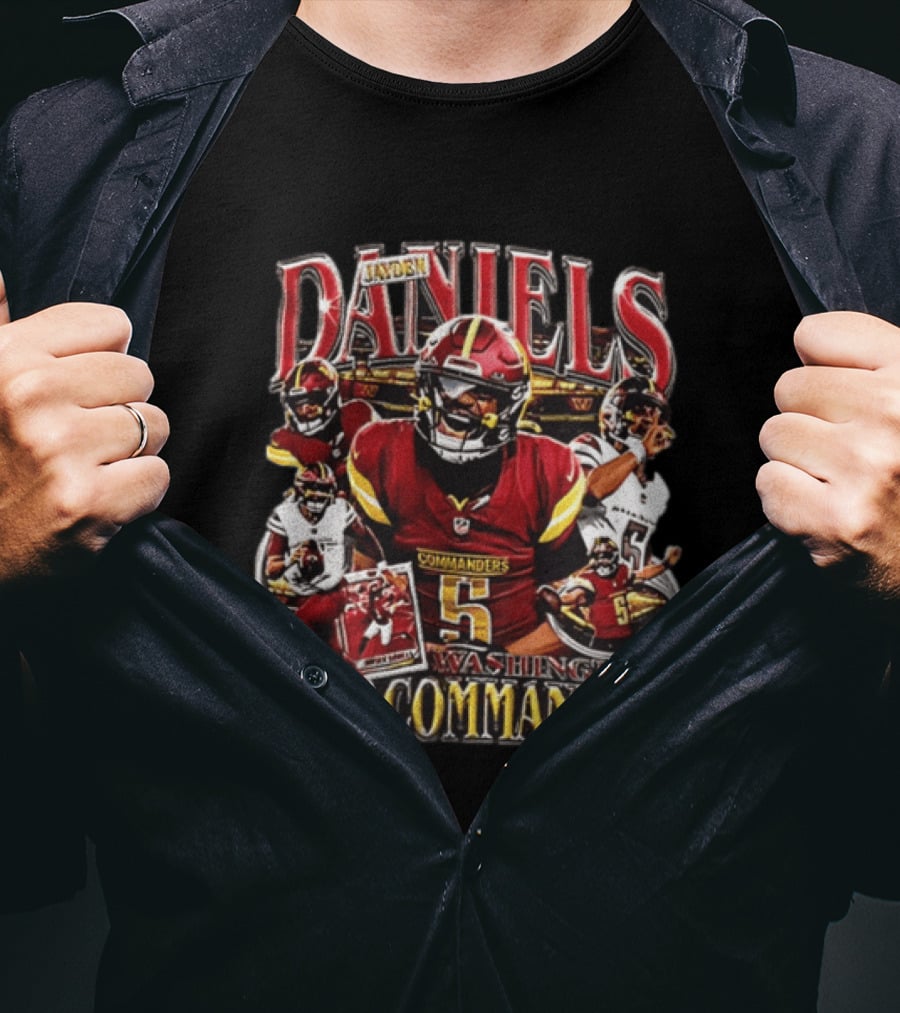 Jayden Daniels Washington Commanders Football Player 5 Action Collage T-Shirt