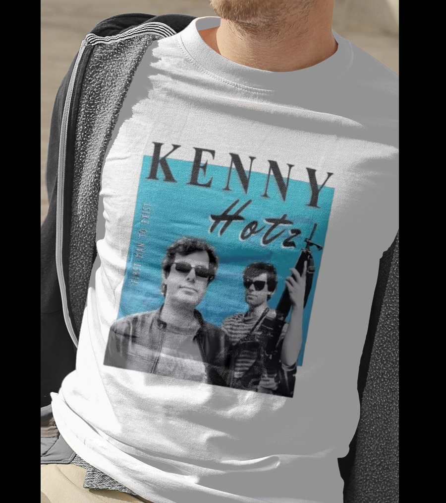 Kenny Hotz First Man To Exist Black And White Sunglasses Gun Image T-Shirt
