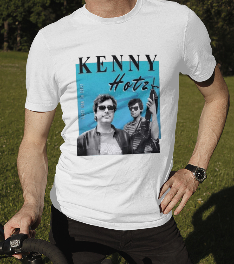 Kenny Hotz First Man To Exist Black And White Sunglasses Gun Image T-Shirt