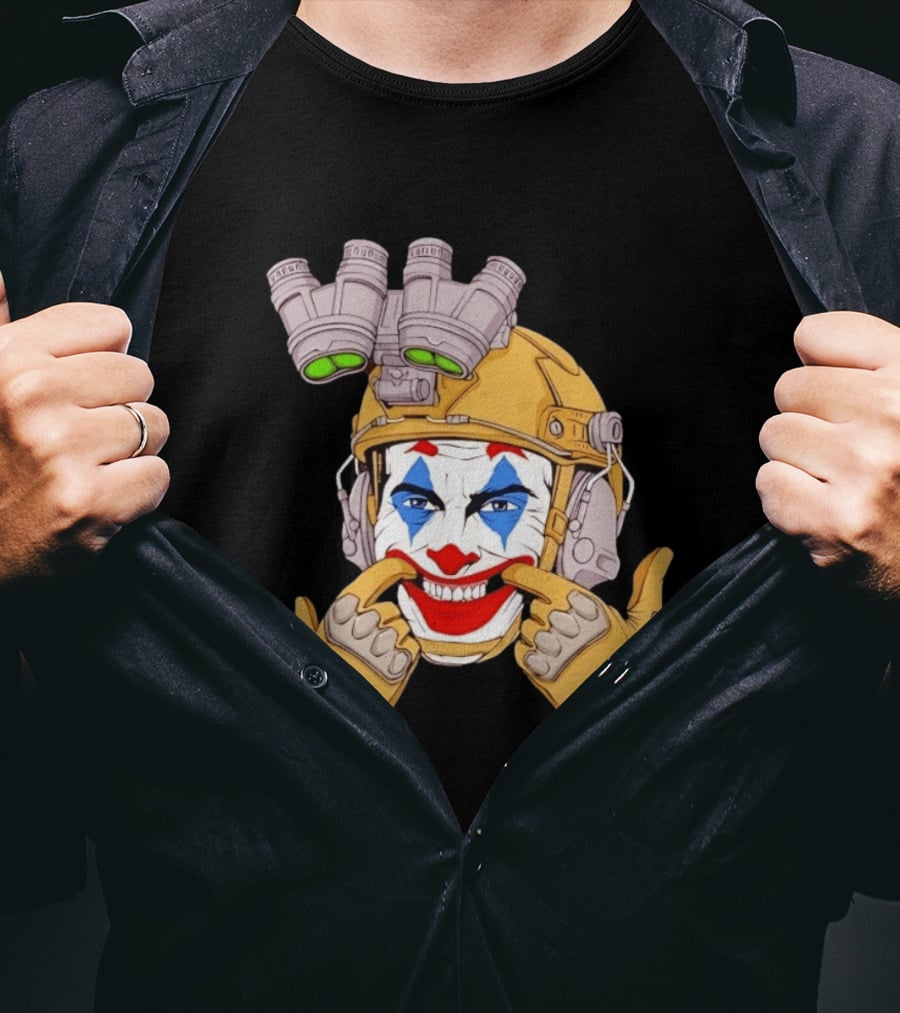 Joker Tactical Soldier Helmet Night Vision Clown Face T-Shirt