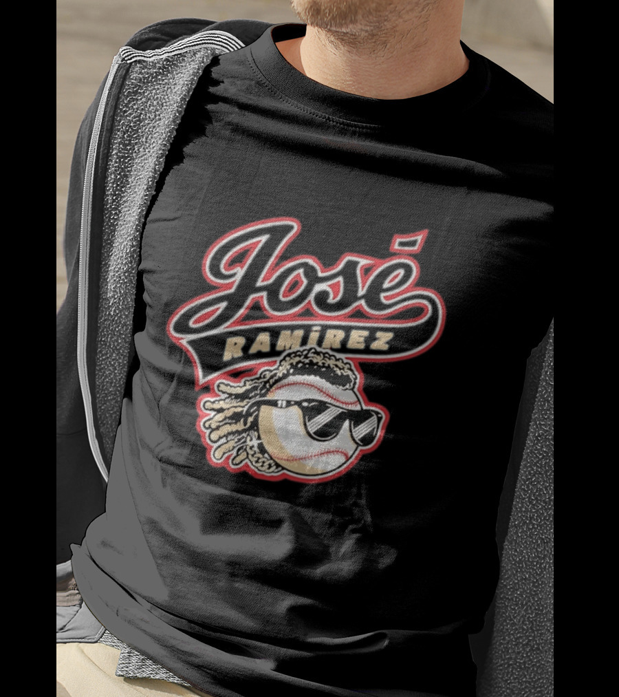 José Ramírez Cleveland Guardians Baseball Player Cool Baseball Icon With Sunglasses T-Shirt