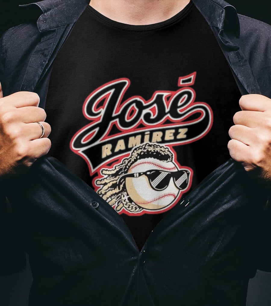 José Ramírez Cleveland Guardians Baseball Player Cool Baseball Icon With Sunglasses T-Shirt