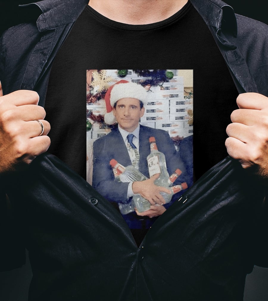 Michael Scott Holiday Party Vodka Santa Hat Scene T-Shirt