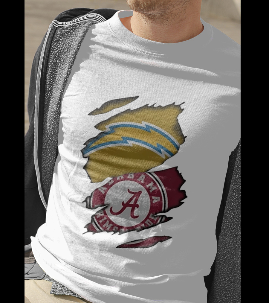 Los Angeles Chargers Alabama Crimson Tide NCAA Ripped Skin T-Shirt