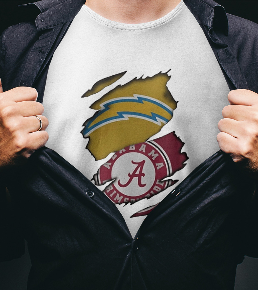 Los Angeles Chargers Alabama Crimson Tide NCAA Ripped Skin T-Shirt
