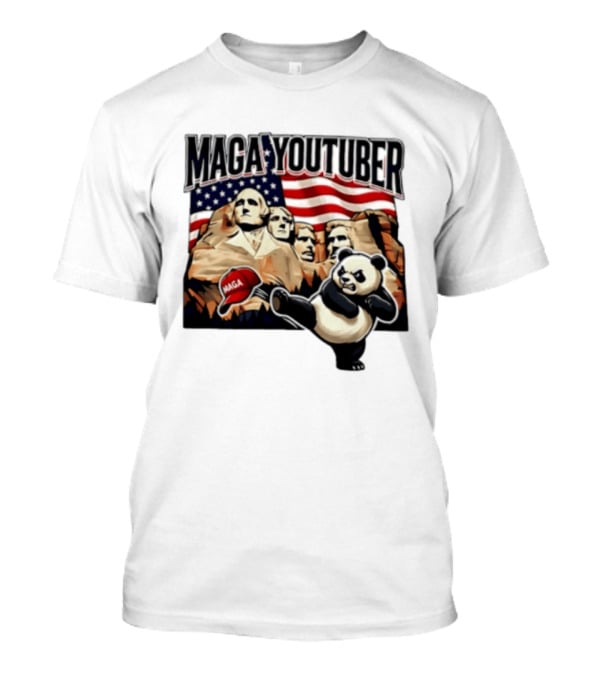 MAGA Youtuber Mount Rushmore American Flag Panda T-Shirt