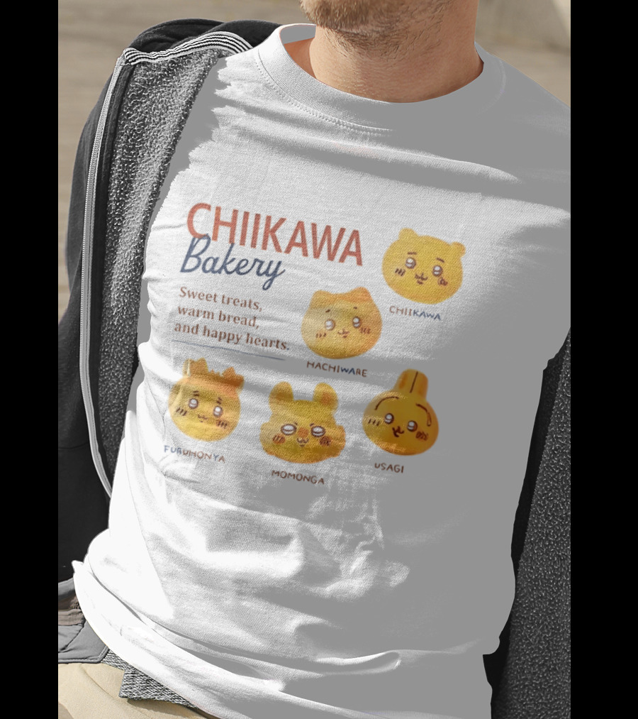 Chiikawa Bakery Sweet Treats Warm Bread Happy Hearts With Chiikawa Hachiware Furuhonya Momonga Usagi T-Shirt