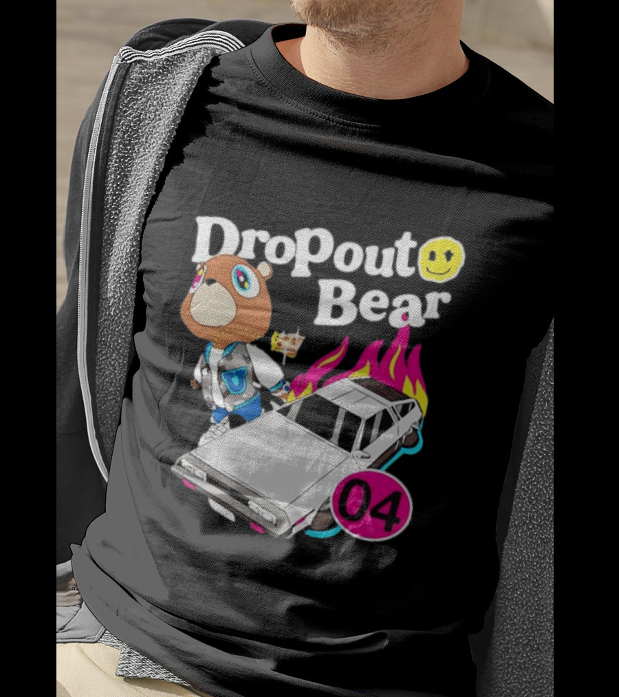 Kanye West Dropout Bear DeLorean 04 Flame Sneakers T-Shirt