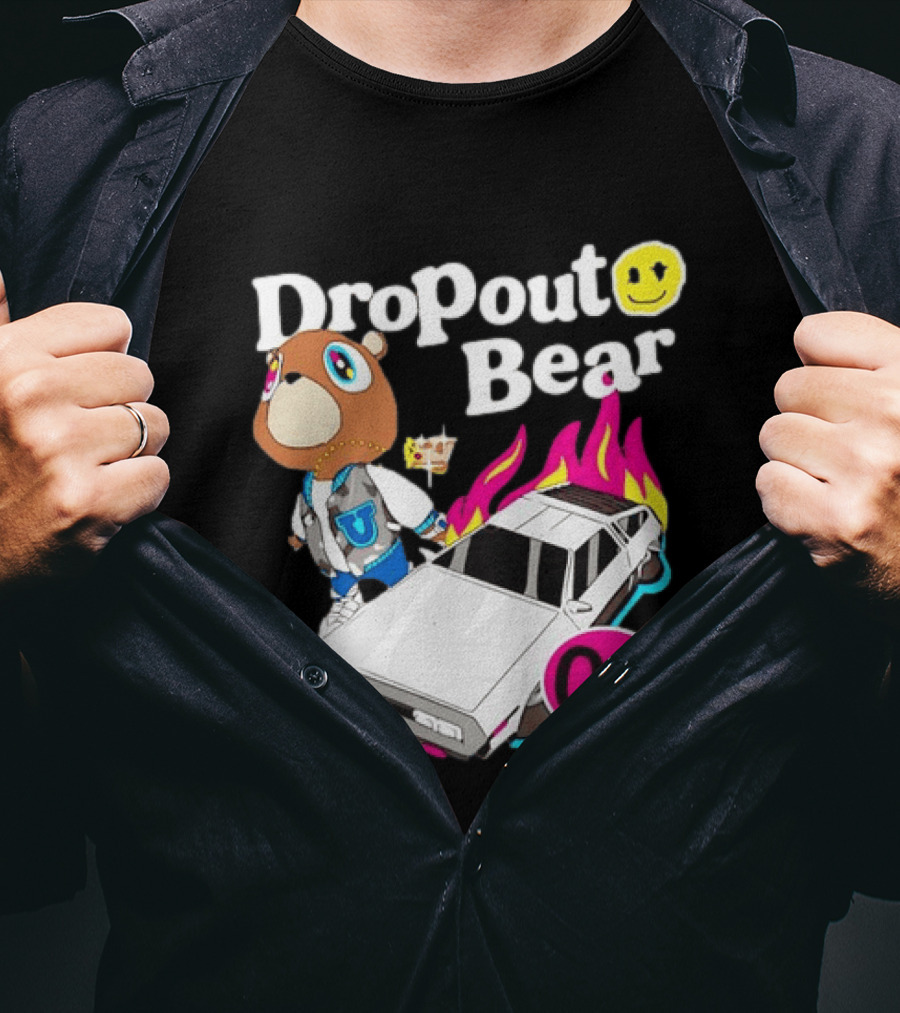 Kanye West Dropout Bear DeLorean 04 Flame Sneakers T-Shirt