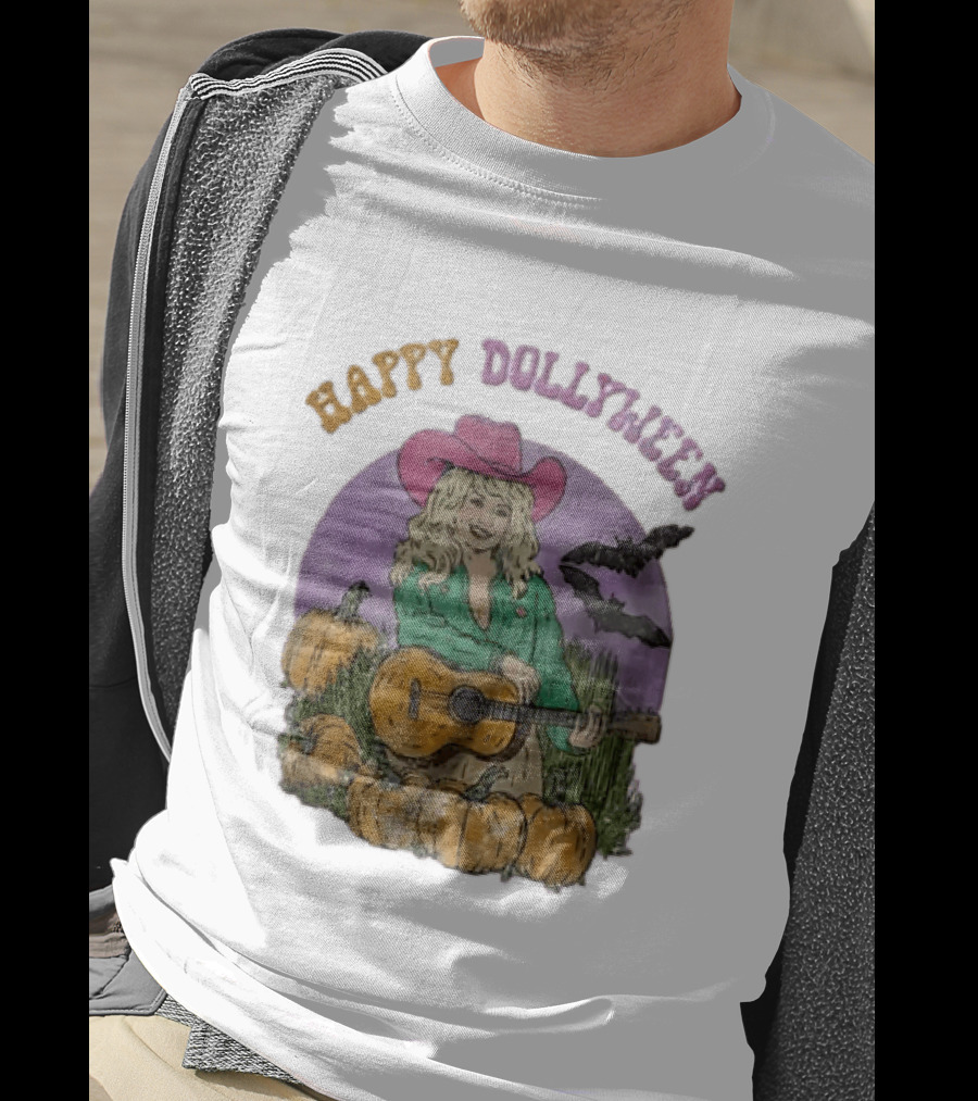 Happy Dollyween Dolly Parton Pumpkins Bats Country Music Star T-Shirt