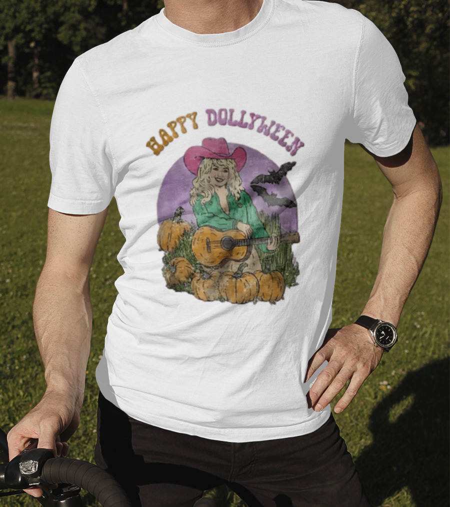Happy Dollyween Dolly Parton Pumpkins Bats Country Music Star T-Shirt