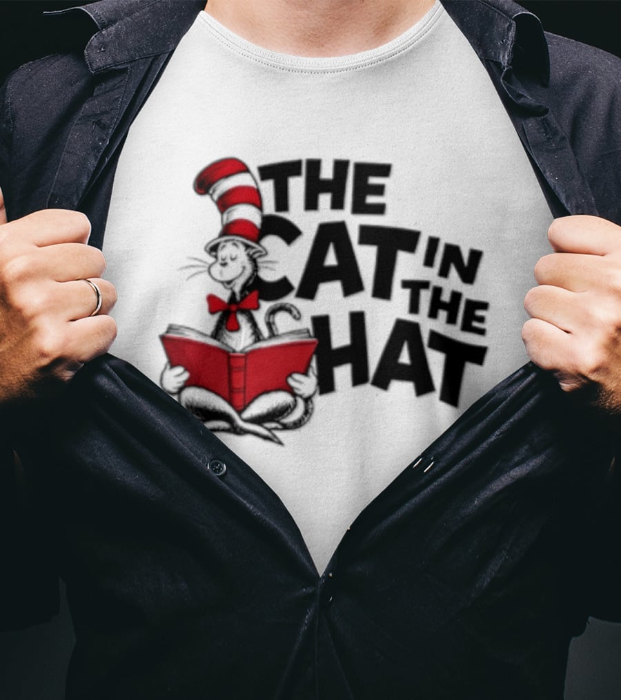 Dr Seuss The Cat In The Hat Reading Book T-Shirt
