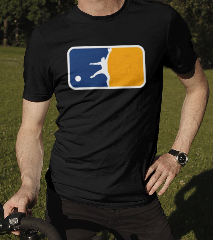 Milwaukee Brewers Baseball Leaping Catch Icon Luis Lara T-Shirt