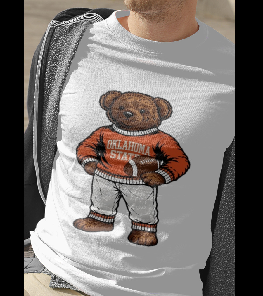 Oklahoma State Football Bear Holding Football Cowboys T-Shirt