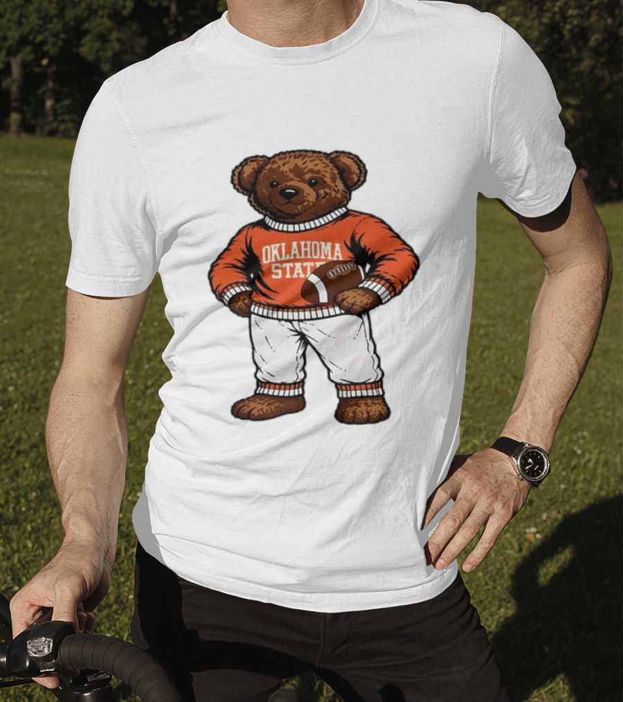 Oklahoma State Football Bear Holding Football Cowboys T-Shirt