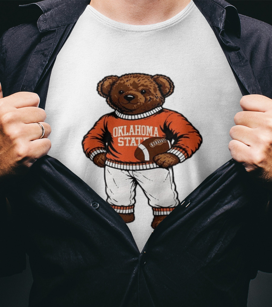 Oklahoma State Football Bear Holding Football Cowboys T-Shirt