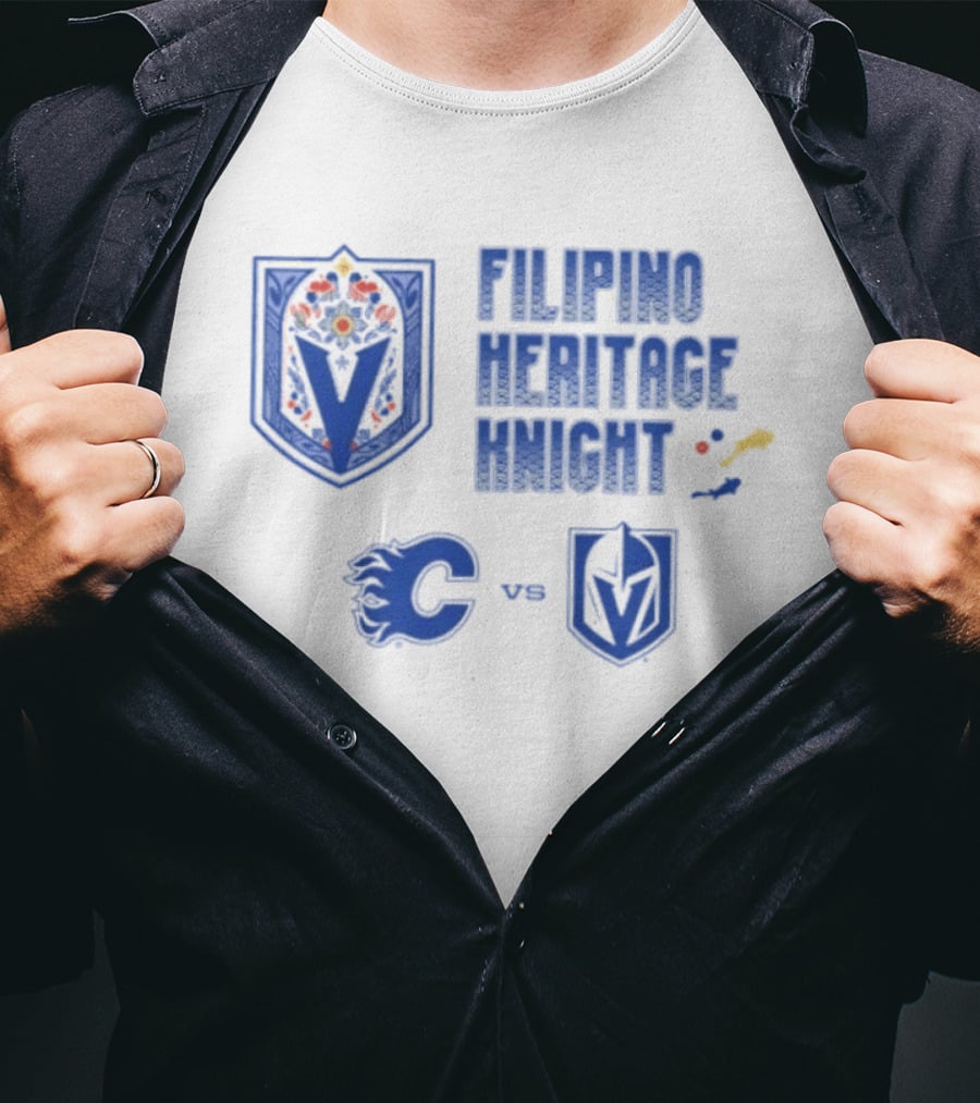 Filipino Heritage Knight Calgary Flames Vs Vegas Golden Knights Crossover Event T-Shirt