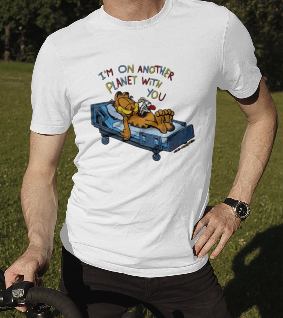 I'm On Another Planet With You Orange Cat Relaxing In Hospital Bed T-Shirt