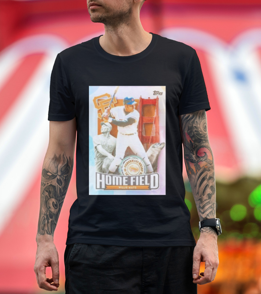 San Francisco Giants Willie Mays Topps Home Field Fisherman's Wharf Golden Gate Bridge T-Shirt