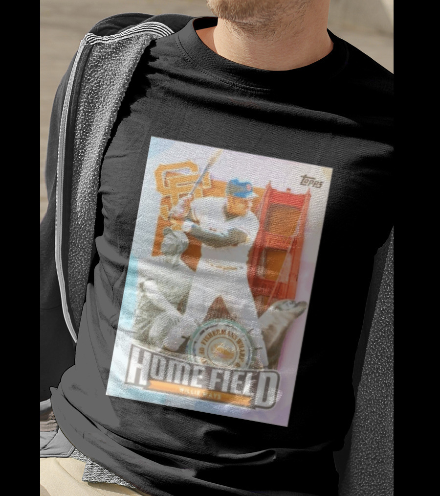 San Francisco Giants Willie Mays Topps Home Field Fisherman's Wharf Golden Gate Bridge T-Shirt