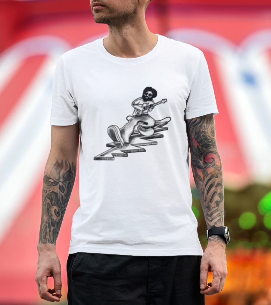 Grateful Dead Jerry Garcia Playing Electric Guitar Walking Zig Zag T-Shirt