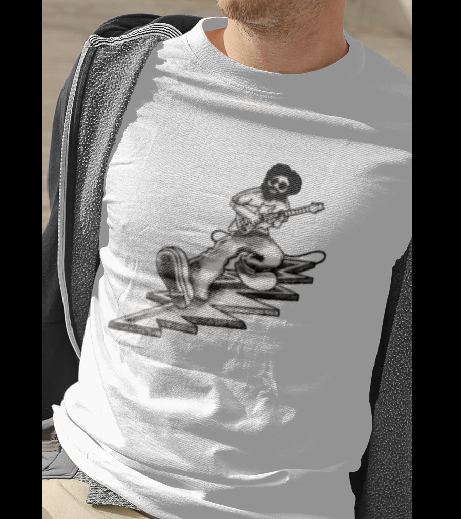 Grateful Dead Jerry Garcia Playing Electric Guitar Walking Zig Zag T-Shirt