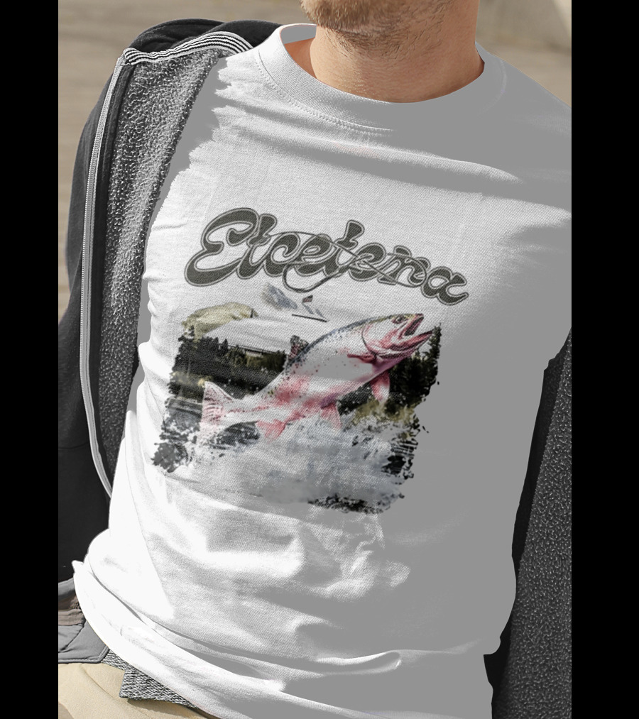 Etcetera Rainbow Trout Fishing Nature Scene T-Shirt