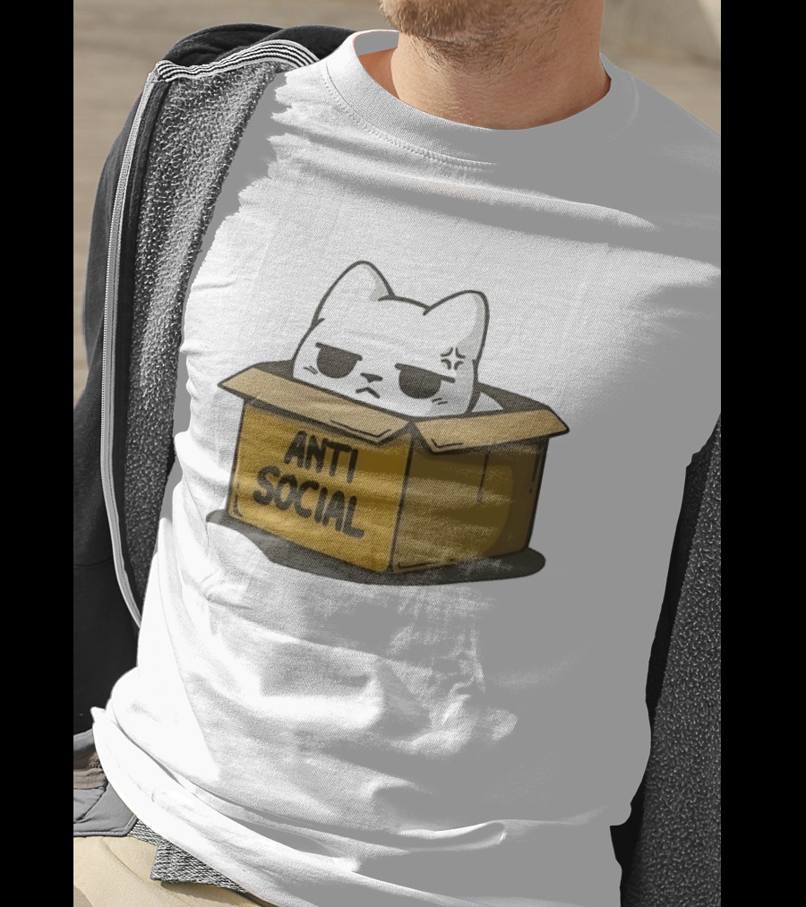 Grumpy Cat Anti Social Introvert In Box T-Shirt