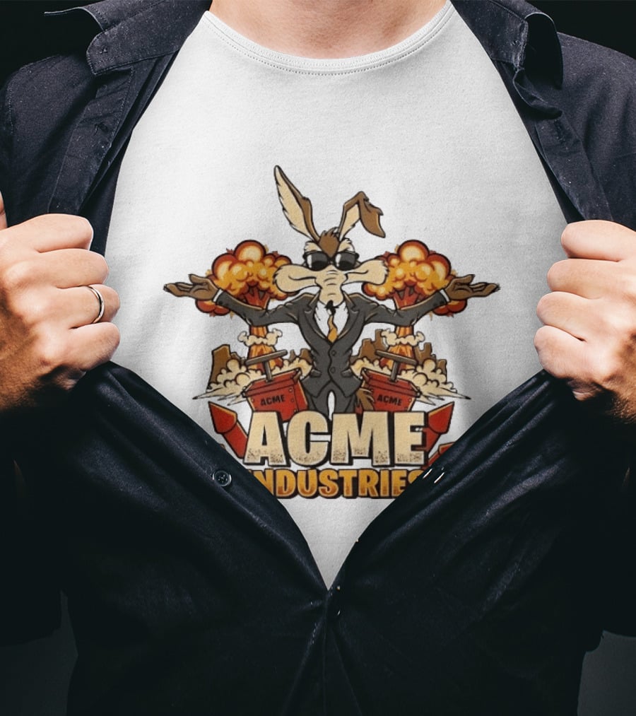 Wile E Coyote Acme Industries Suit Explosions T-Shirt