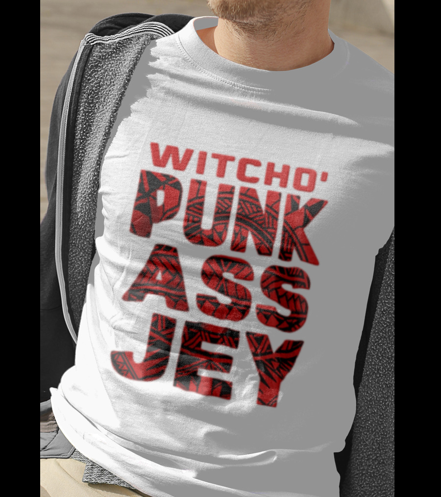 Witcho Punk ASS JEY Red And Black Tribal Patterned Block T-Shirt